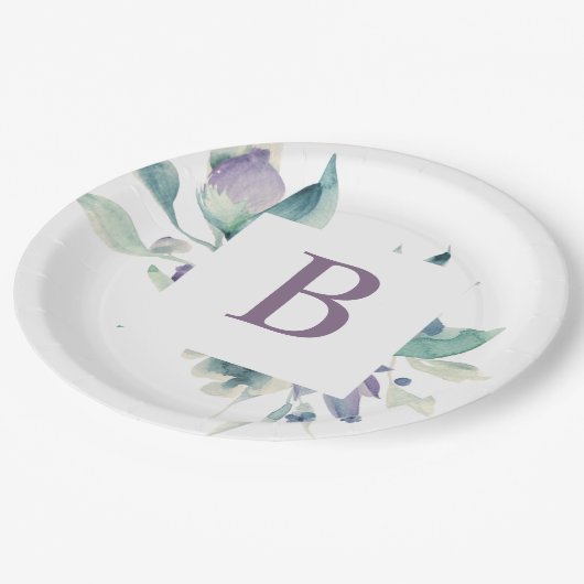 Lavender Floral Monogram Bord (Gekanteld)