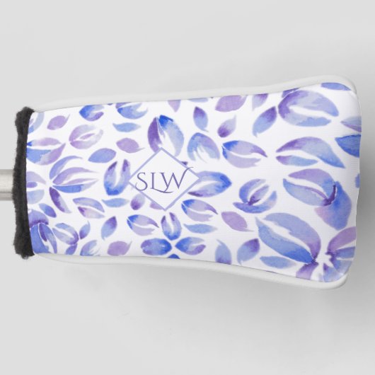 Lavender Floral Monogram Dames Golfheadcover (Voorkant)