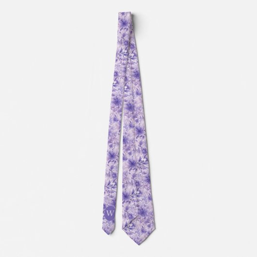 Lavender Floral Monogram Stropdas (Achterkant)