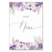 Lavender floral Nine Table Number Kaart (Voorkant)