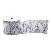 Lavender Floral on White Satijnen Lint (Spoel)