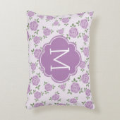 Lavender Floral Pattern Monogrammed Decoratief Kussen (Voorkant(Verticaal))