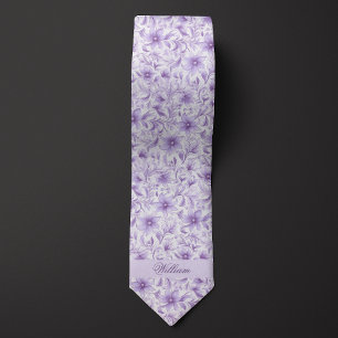 Lavender Floral Pattern Stropdas