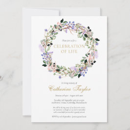 Lavender Floral Photo Celebration of Life Funeral Kaart