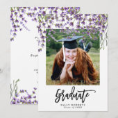 lavender floral photograduation party uitnodiging (Voorkant / Achterkant)
