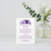Lavender Floral Plum Paars Wedding Information Informatiekaartje (Staand voorkant)