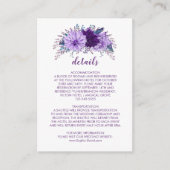 Lavender Floral Plum Paars Wedding Information Informatiekaartje (Voorkant)