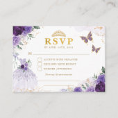 Lavender Floral Quinceanera Princess Dress RSVP Informatiekaartje (Voorkant)