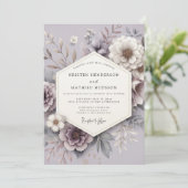 Lavender Floral Romance Wedding Kaart (Staand voorkant)