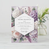 Lavender Floral Romance Wedding Kaart (Staand voorkant)