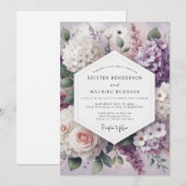 Lavender Floral Romance Wedding Kaart (Voorkant / Achterkant)