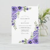 Lavender Floral Romance Wedding Kaart (Staand voorkant)