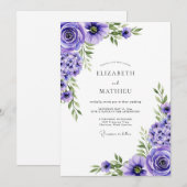 Lavender Floral Romance Wedding Kaart (Voorkant / Achterkant)