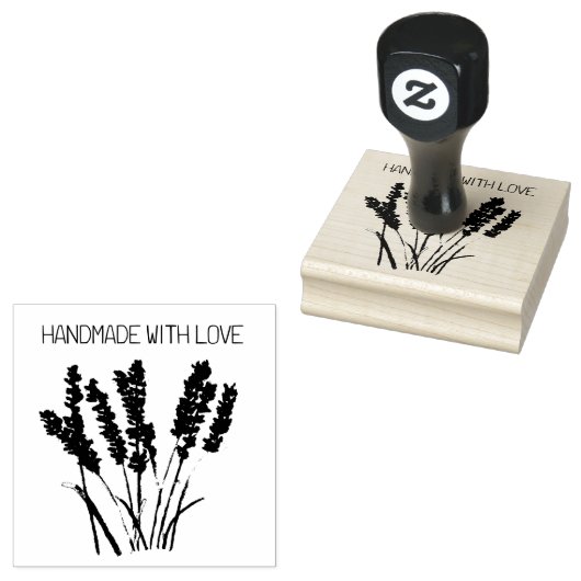Lavender Floral Rustic  Handgemaakt met liefde Rubberstempel (Gestempeld)