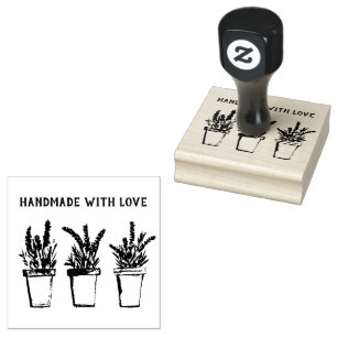 Lavender Floral Rustic Handgemaakt met liefde Rubberstempel