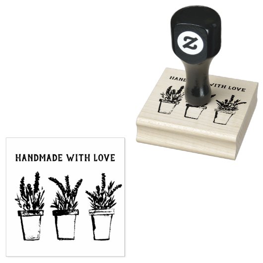 Lavender Floral Rustic Handgemaakt met liefde Rubberstempel (Gestempeld)