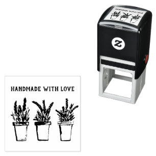 Lavender Floral Rustic Handgemaakt met liefde Zelfinktende Stempel