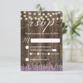 Lavender Floral Rustic String Lights Wedding RSVP (Staand voorkant)