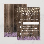 Lavender Floral Rustic String Lights Wedding RSVP Kaartje (Voorkant / Achterkant)