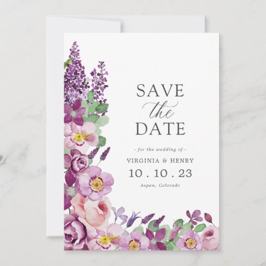 Lavender Floral Save The Date (Voorkant)