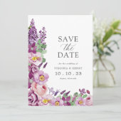 Lavender Floral Save The Date (Staand voorkant)