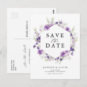 lavender floral save the date briefkaart (Voorkant / Achterkant)