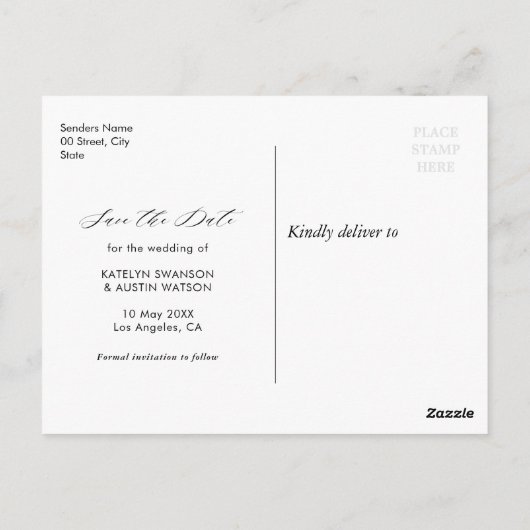 lavender floral save the date briefkaart (Achterkant)