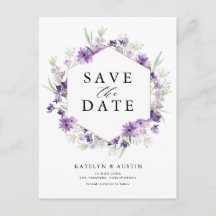 lavender floral save the date briefkaart