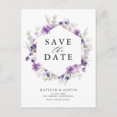 lavender floral save the date briefkaart (Voorkant)