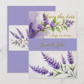 Lavender Floral Save the Date Card (Voorkant / Achterkant)