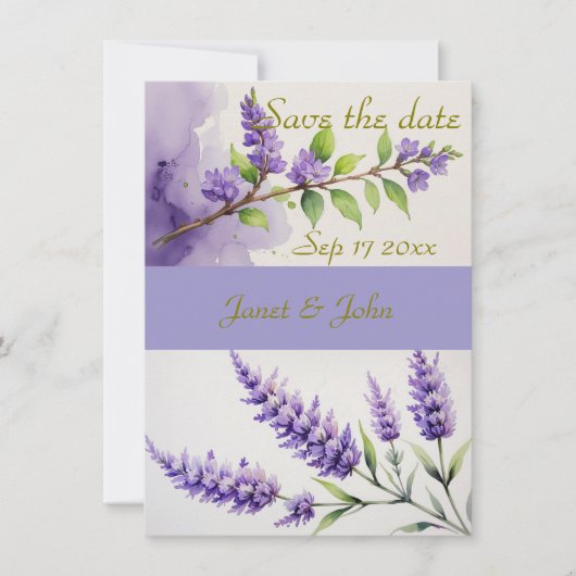 Lavender Floral Save the Date Card (Voorkant)