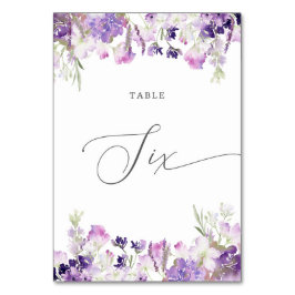 Lavender floral Six Table Number Kaart