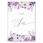 Lavender floral Six Table Number Kaart (Achterkant)
