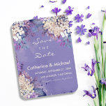 Lavender Floral Spring Weddding Save The Date Magneet<br><div class="desc">Watercolor floral designs have become increasingly popular in the world of weddings. This design features soft, delicate watercolor strokes in white and lavender color that evoke a sense of romanticism and elegance. The combination of pastel and vibrant colors gives this wedding suite a dreamy and whimsical feel, making it perfect...</div>