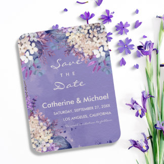Lavender Floral Spring Weddding Save The Date Magneet