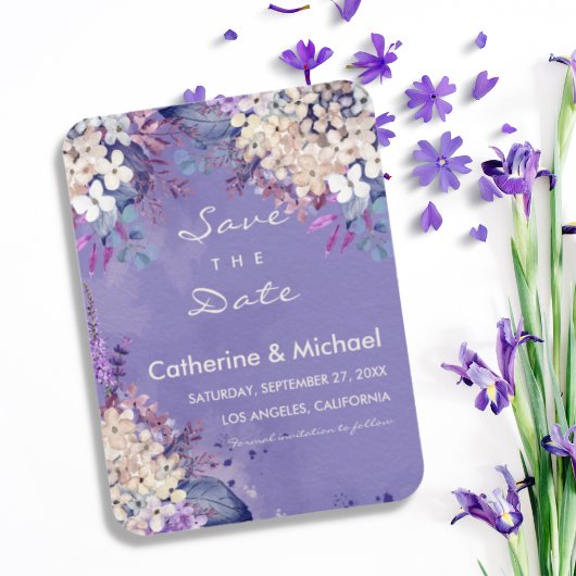 Lavender Floral Spring Weddding Save The Date Magneet