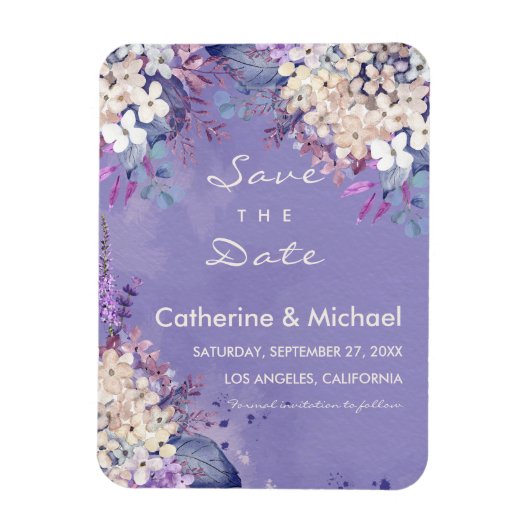 Lavender Floral Spring Weddding Save The Date Magneet (Verticaal)