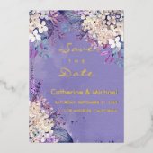 Lavender Floral Spring Wedding Save the Date Folie Feestdagenkaart (Voorkant)