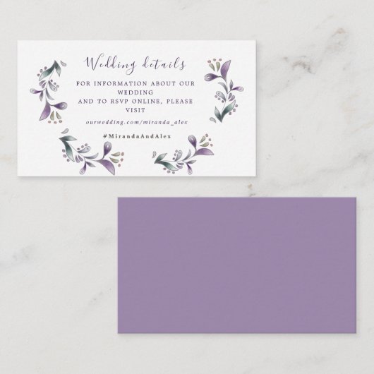 Lavender floral Spring wreatshywebsite Informatiekaartje (Voorkant / Achterkant)