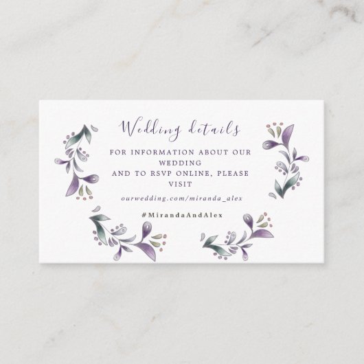 Lavender floral Spring wreatshywebsite Informatiekaartje (Voorkant)