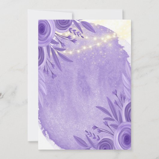 Lavender Floral String of Lights Engagement Party Kaart (Achterkant)