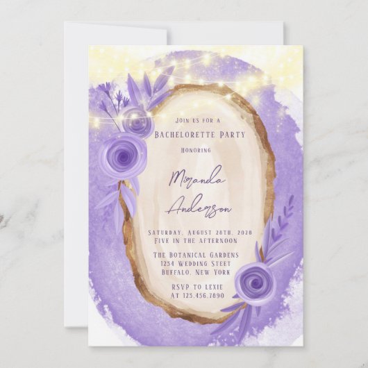 Lavender Floral string van Light Bachelorette Part Kaart (Voorkant)