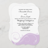 Lavender Floral Swirl Bracket Wedding Invites Kaart (Voorkant / Achterkant)