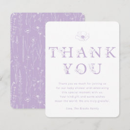 Lavender Floral Thank You Card | Baby Shower Bedankkaart