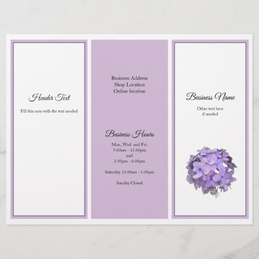 Lavender Floral Tri-voudig Business Brochure Foto (Voorkant)