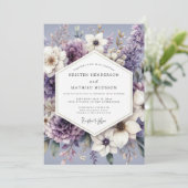 Lavender Floral Twilight Wedding Kaart (Staand voorkant)