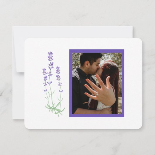 Lavender Floral Verloving Photo Save the Date (Achterkant)