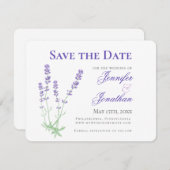 Lavender Floral Verloving Photo Save the Date (Voorkant / Achterkant)