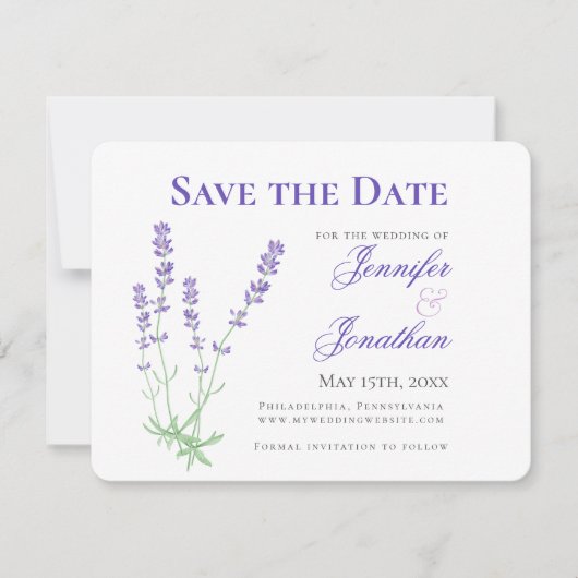 Lavender Floral Verloving Photo Save the Date (Voorkant)