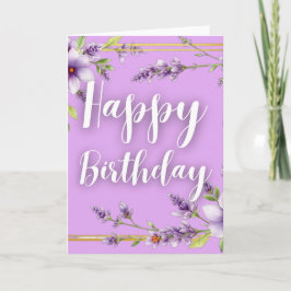 Lavender Floral Watercolor Happy Birthday Greeting Kaart